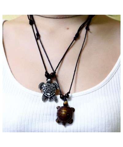 Artificial Bone Carving Sea Turtles Pendant Necklaces Gifts for Women Men Adjustable Rope 6/10 Pcs -6Pcs $7.19 Necklaces