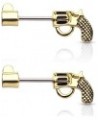 14G Stainless Steel Revolver Pistol Nipple Barbells, Sold as a Pair Gold Tone $9.04 Body Jewelry