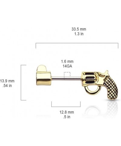 14G Stainless Steel Revolver Pistol Nipple Barbells, Sold as a Pair Gold Tone $9.04 Body Jewelry