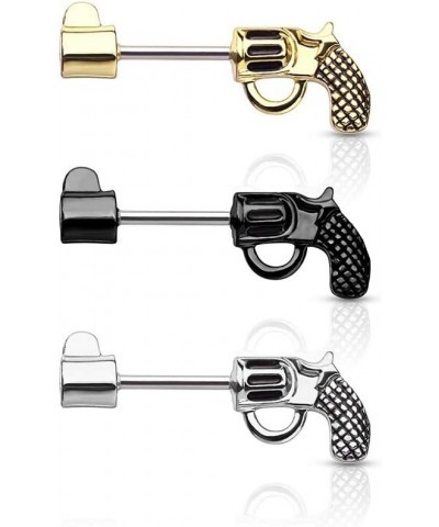 14G Stainless Steel Revolver Pistol Nipple Barbells, Sold as a Pair Gold Tone $9.04 Body Jewelry