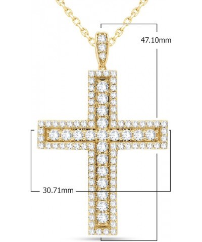 Hip Hop Religious Cross Pendant - 4.90 Cttw Round Simulated Diamond Micro Pave Hip Hop Style Cross Pendant Necklace in 14K Go...