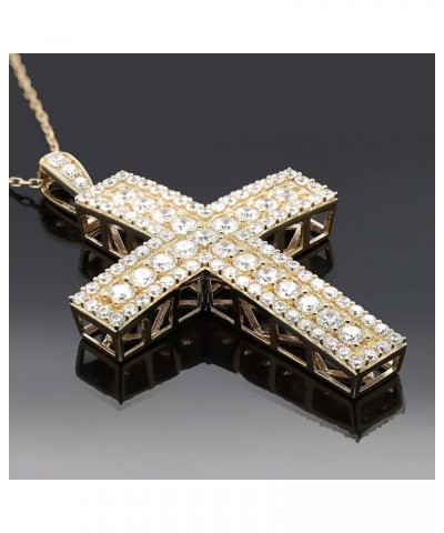 Hip Hop Religious Cross Pendant - 4.90 Cttw Round Simulated Diamond Micro Pave Hip Hop Style Cross Pendant Necklace in 14K Go...