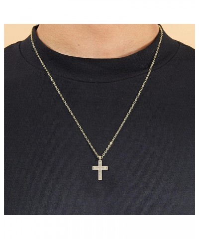 Hip Hop Religious Cross Pendant - 4.90 Cttw Round Simulated Diamond Micro Pave Hip Hop Style Cross Pendant Necklace in 14K Go...