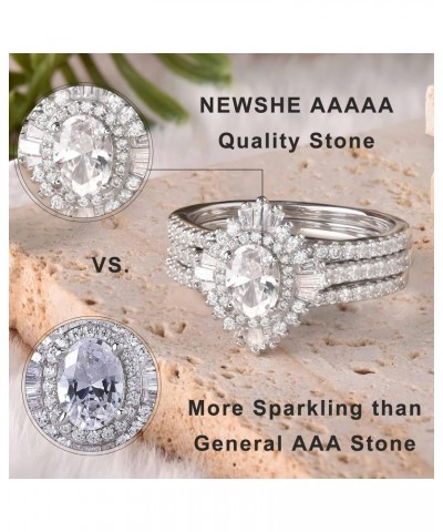 Newshe Vintage Engagement Rings for Women AAAAA Cz Wedding Band Ring Enhancer Bridal Set 3.5 Ct 925 Sterling Silver Halo Size...