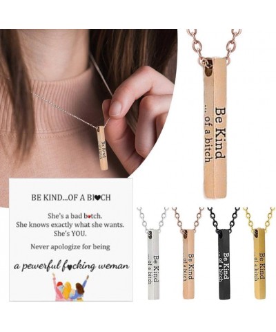 Be Kind...Of A Bi*ch - Hidden Message Necklace, Funny Sayings Swearing Necklace, Stainless Steel Pendant Necklace for Women B...