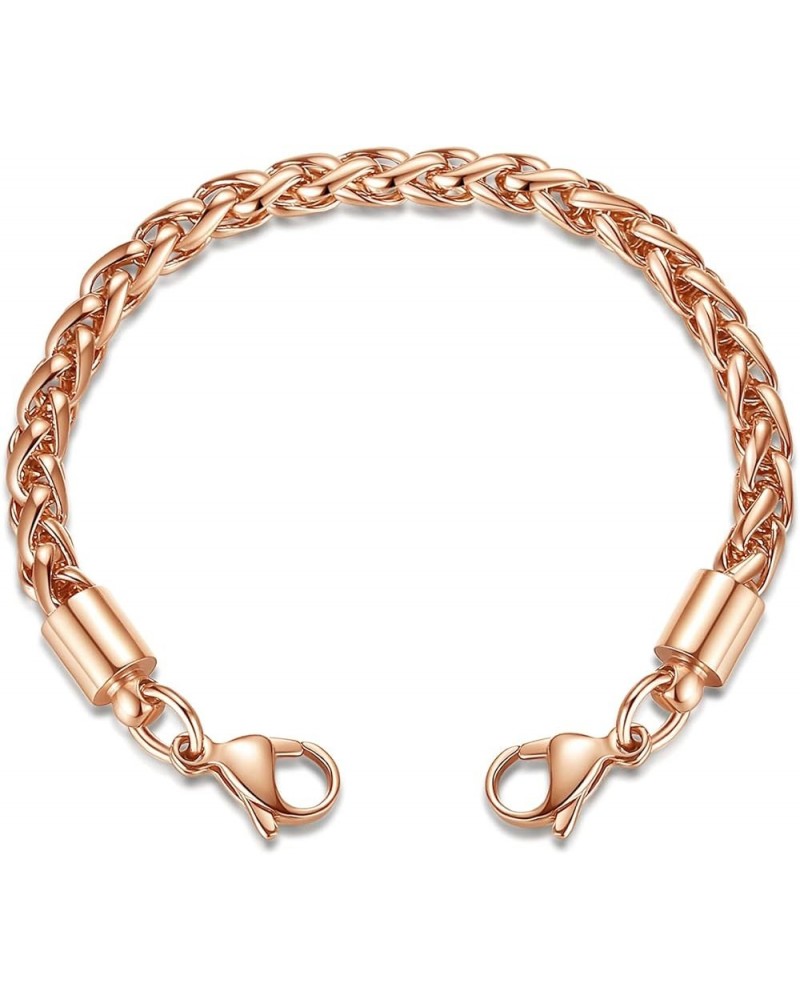 LinnaLove-Stainless steel Wheat Chain lnterchangeable Medical Alert Bracelets - (Just Chain) Rose gold 6 Inches $10.97 Bracelets