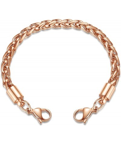 LinnaLove-Stainless steel Wheat Chain lnterchangeable Medical Alert Bracelets - (Just Chain) Rose gold 6 Inches $10.97 Bracelets