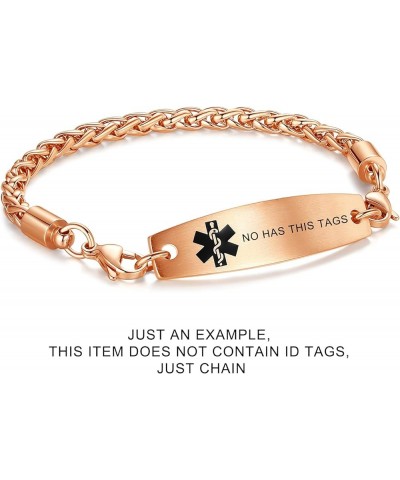 LinnaLove-Stainless steel Wheat Chain lnterchangeable Medical Alert Bracelets - (Just Chain) Rose gold 6 Inches $10.97 Bracelets