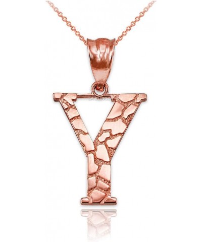 10K Rose Gold Nugget Initial Letter Alphabet Necklace 20.0 Inches Letter Y $34.71 Necklaces