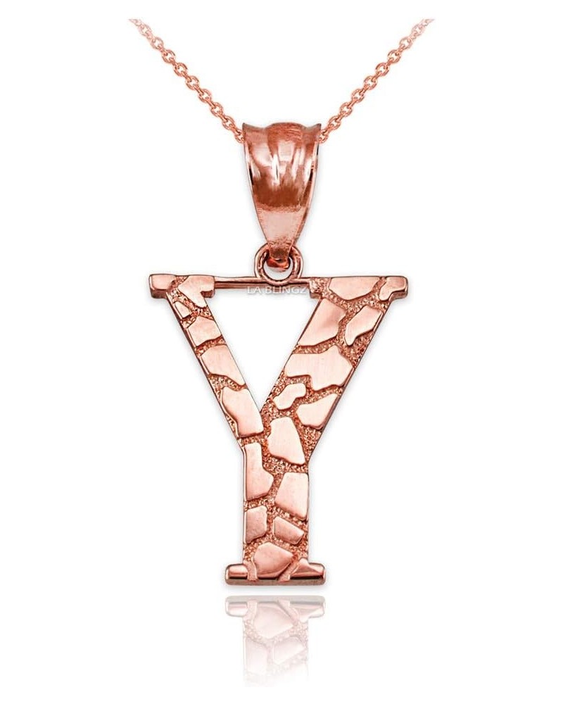 10K Rose Gold Nugget Initial Letter Alphabet Necklace 20.0 Inches Letter Y $34.71 Necklaces