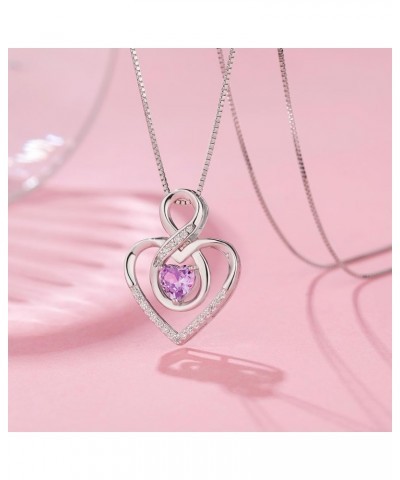 925 Sterling Silver Necklaces for Women, Infinity Love Heart Pendant Necklaces with AAAAA Cubic Zirconia,18+2 inch Chain,Jewe...