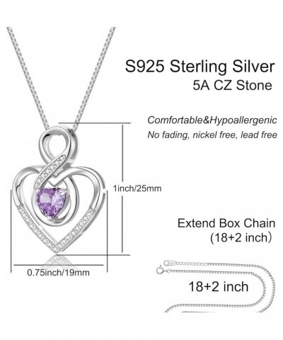 925 Sterling Silver Necklaces for Women, Infinity Love Heart Pendant Necklaces with AAAAA Cubic Zirconia,18+2 inch Chain,Jewe...