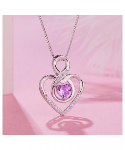 925 Sterling Silver Necklaces for Women, Infinity Love Heart Pendant Necklaces with AAAAA Cubic Zirconia,18+2 inch Chain,Jewe...