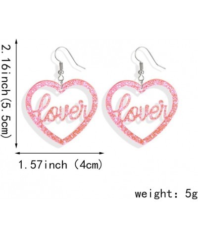 Pink Heart Earrings for Women Pink Acrylic Earrings Dangling Big Large Love Drop Dangle Earrings For Women Girls Pink Acrylic...