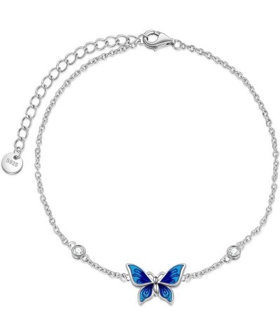 Anklet Bracelets for Women Girls Sterling Silver Hummingbird/Dragonfly/Butterfly Link Chain Anklets Jewelry Gifts Butterfly a...