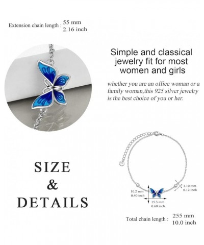 Anklet Bracelets for Women Girls Sterling Silver Hummingbird/Dragonfly/Butterfly Link Chain Anklets Jewelry Gifts Butterfly a...