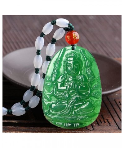 Buddha Pendant Necklace Bodhisattva Amulet Talisman Made of Agate Gemstone red Green Pendant Necklace Avalokiteshvara (Compas...