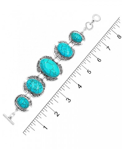 Women's Cowgirl Chic Statement Western Style Semi Precious Howlite Stone Toggle Clasp Bracelet,7"+1" Extender Turquoise Howli...