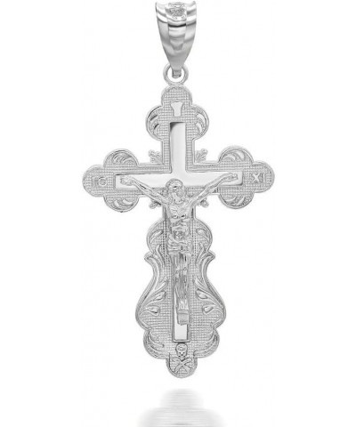 Fine .925 Sterling Silver Crucifix Jesus Christ on the Eastern Orthodox IC XC NIKA Cross Pendant Necklace with with Rolo Chai...