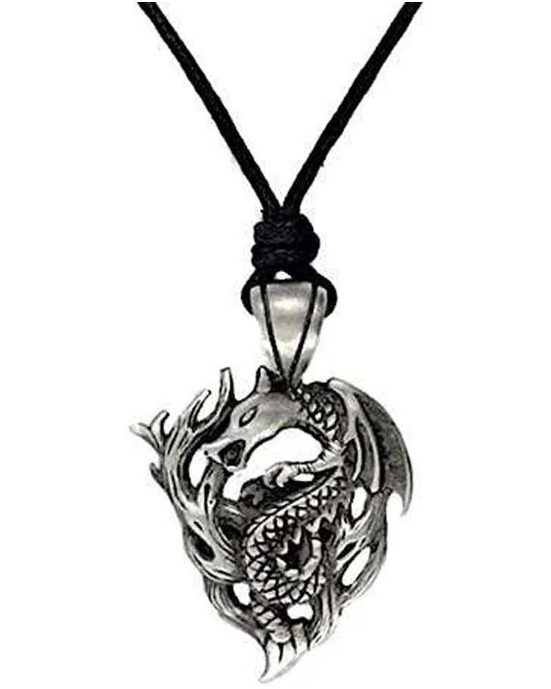 Solid Pewter 2024 Year of the Wood Dragon Pendant Necklace on Rope, Pewter, No Gemstone $12.79 Necklaces