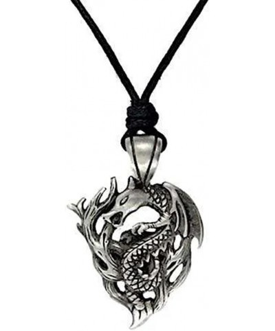 Solid Pewter 2024 Year of the Wood Dragon Pendant Necklace on Rope, Pewter, No Gemstone $12.79 Necklaces