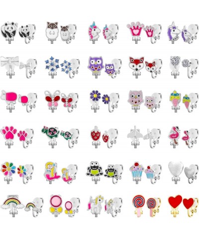 12 Pairs-40 Pairs Clip on Earrings for Girls Cute Earrings Hypoallergenic Earrings Kids Dress up Jewelry Non Piercing Earring...