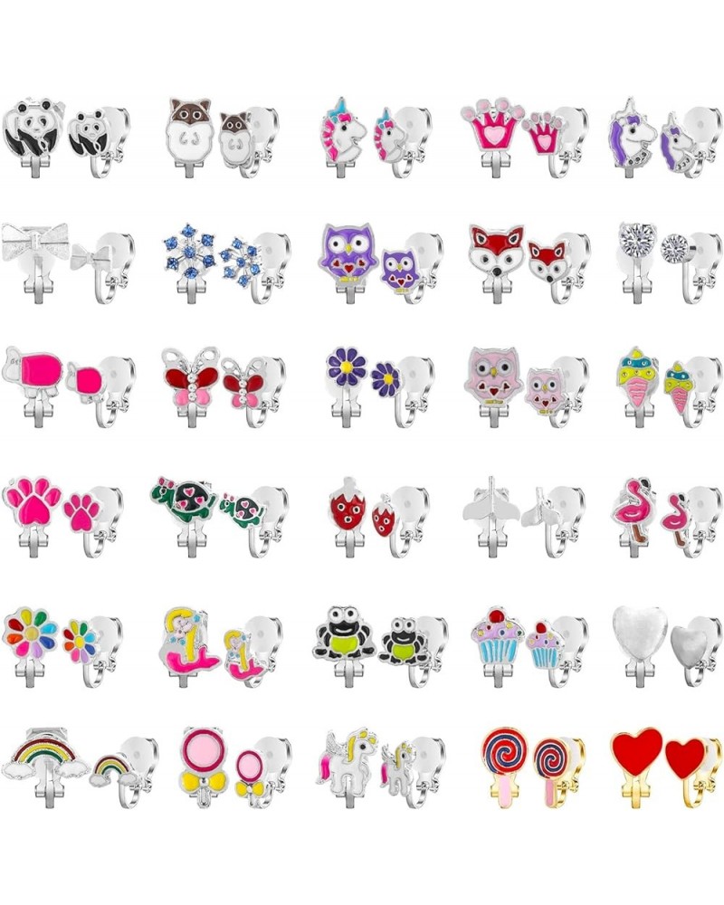 12 Pairs-40 Pairs Clip on Earrings for Girls Cute Earrings Hypoallergenic Earrings Kids Dress up Jewelry Non Piercing Earring...