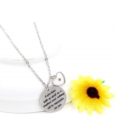 Stainless Steel Round Disc Pendant Christian Faith Mustard Seed Bible Scripture Lettering Necklace Religious Gift Heart-Steel...