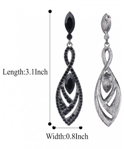 Women's Crystal Gorgeous Twisted Dual Chandelier Teardrop Fashion Pierced Dangle Earrings Black Black-Tone $12.17 Earrings