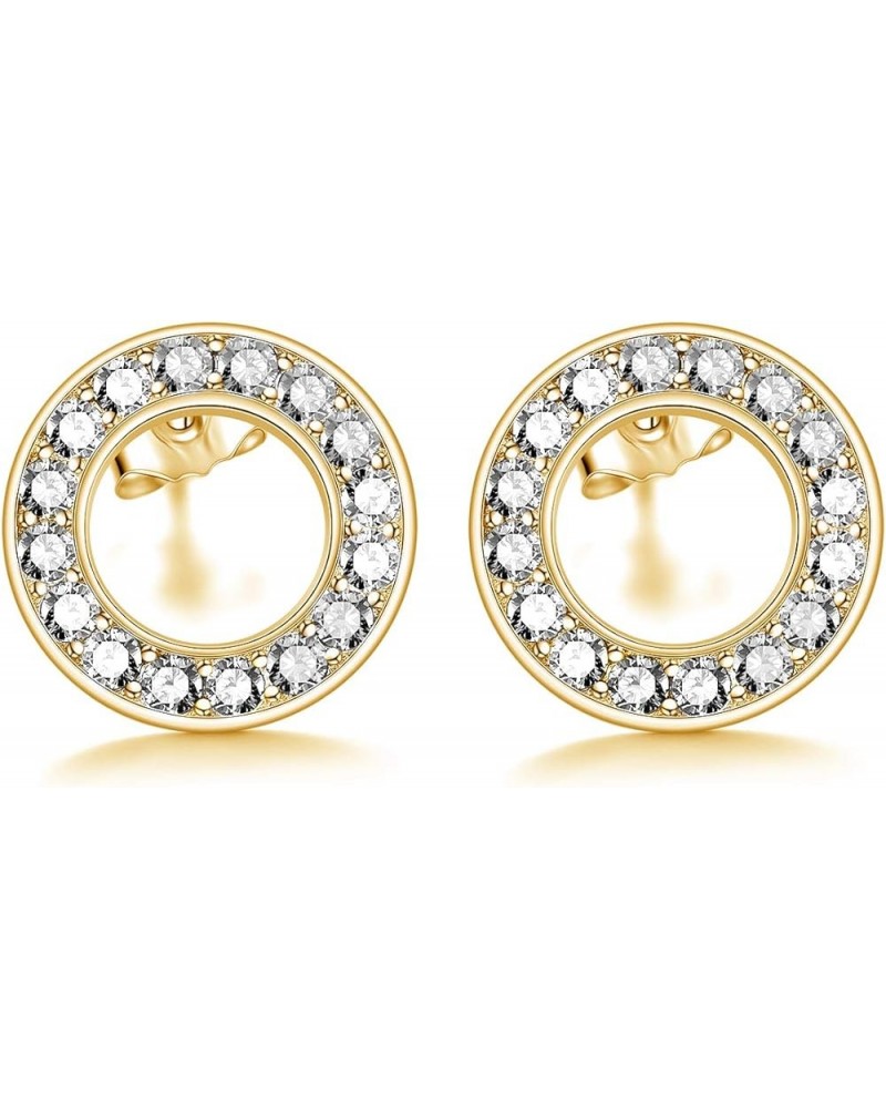 Sterling Silver Circle-Round Stud Earrings for Women Jewelry Gifts,10MM B- Clear Circle- Gold Plated $12.50 Earrings