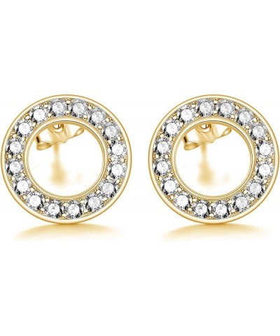 Sterling Silver Circle-Round Stud Earrings for Women Jewelry Gifts,10MM B- Clear Circle- Gold Plated $12.50 Earrings