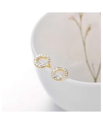 Sterling Silver Circle-Round Stud Earrings for Women Jewelry Gifts,10MM B- Clear Circle- Gold Plated $12.50 Earrings