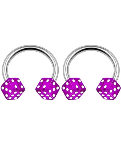 2PCS Surgical Steel Horseshoe Hoop 14 Gauge 3/8 10mm 4mm Dice Acrylic Eyebrow Earrings Labret Piercing Jewelry Choose Colors ...