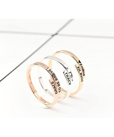 Solid 10K 14K 18K Yellow/White/Rose Gold Personalized Name/Initial Ring for Mother/Girlfriend/Women, Engravable Signet/Wrap R...