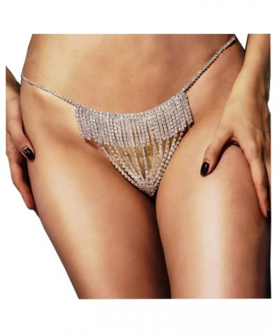 Women Sexy Rhinstone Underwear G-String Thong Panties Bridal Crystal Tassel Body Chain Jewelry Bikini Crystal Waist Body Chai...