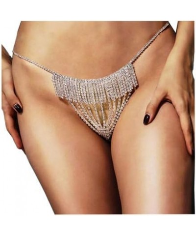 Women Sexy Rhinstone Underwear G-String Thong Panties Bridal Crystal Tassel Body Chain Jewelry Bikini Crystal Waist Body Chai...