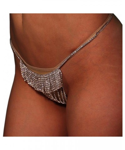 Women Sexy Rhinstone Underwear G-String Thong Panties Bridal Crystal Tassel Body Chain Jewelry Bikini Crystal Waist Body Chai...