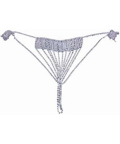 Women Sexy Rhinstone Underwear G-String Thong Panties Bridal Crystal Tassel Body Chain Jewelry Bikini Crystal Waist Body Chai...