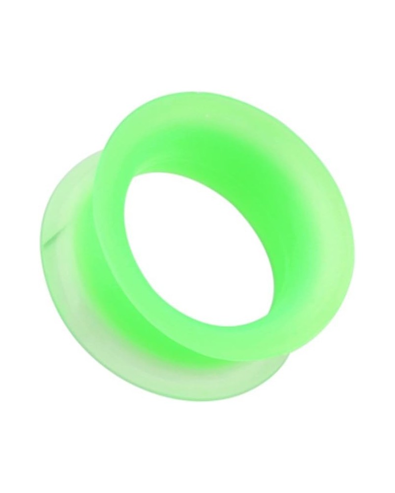 Ultra Thin Flexible Silicone Ear Skin WildKlass Double Flared Tunnel Plug (Sold as Pairs) 9/16" (14mm) Green $8.95 Body Jewelry