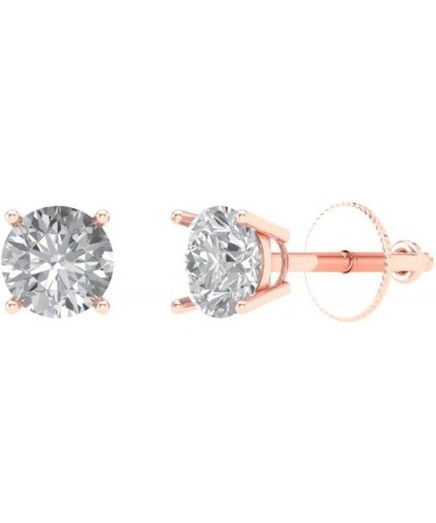 0.2ct Brilliant Round Cut Solitaire Studs Synthetic White Sapphire 18K Rose Gold Earrings Screw back $90.20 Earrings