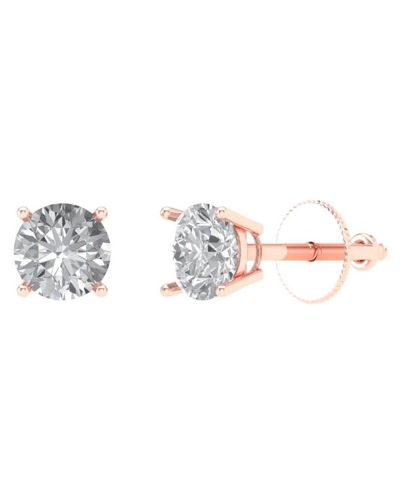 0.2ct Brilliant Round Cut Solitaire Studs Synthetic White Sapphire 18K Rose Gold Earrings Screw back $90.20 Earrings