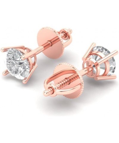 0.2ct Brilliant Round Cut Solitaire Studs Synthetic White Sapphire 18K Rose Gold Earrings Screw back $90.20 Earrings