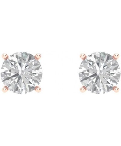 0.2ct Brilliant Round Cut Solitaire Studs Synthetic White Sapphire 18K Rose Gold Earrings Screw back $90.20 Earrings