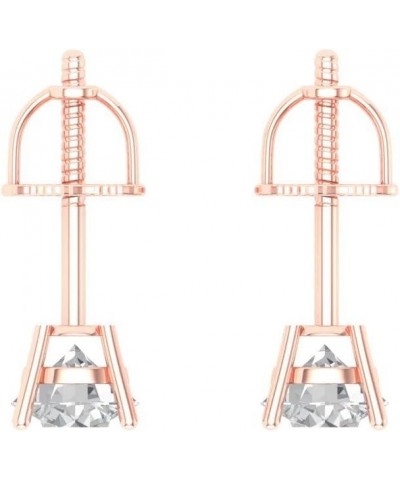 0.2ct Brilliant Round Cut Solitaire Studs Synthetic White Sapphire 18K Rose Gold Earrings Screw back $90.20 Earrings