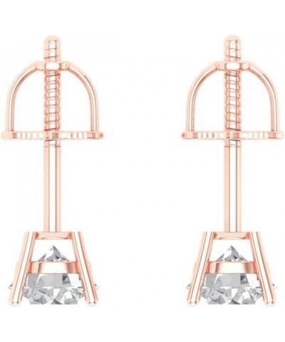 0.2ct Brilliant Round Cut Solitaire Studs Synthetic White Sapphire 18K Rose Gold Earrings Screw back $90.20 Earrings