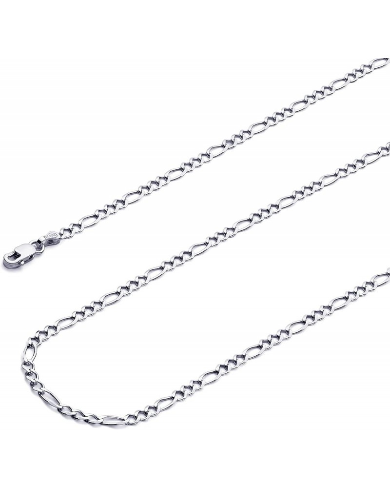 14K Solid Gold Figaro Chains (Select Options) 7 Inches White Gold $1.00 Necklaces