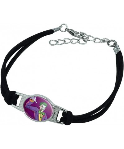 Batman Joker Character Novelty Suede Leather Metal Bracelet black $9.71 Bracelets