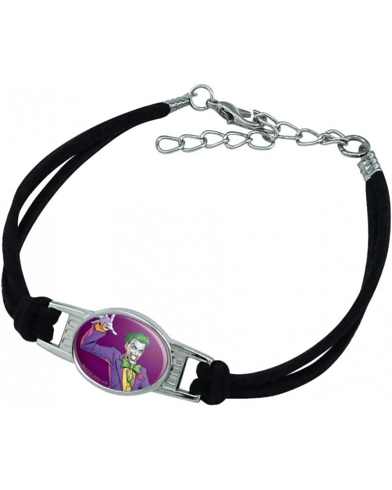 Batman Joker Character Novelty Suede Leather Metal Bracelet black $9.71 Bracelets