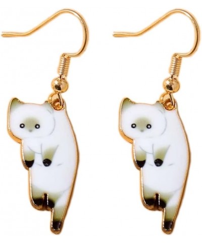 Cute Animal Cat Dangle Earrings for Women Girl Cartoon Kitten Drop Earring Party Jewelry Gifts White $8.84 Earrings