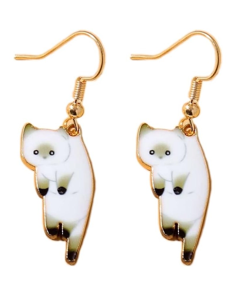 Cute Animal Cat Dangle Earrings for Women Girl Cartoon Kitten Drop Earring Party Jewelry Gifts White $8.84 Earrings